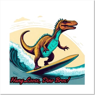 Dinosaur Surfing Funny Posters and Art